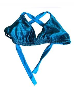 FRESH PEACHES Turquoise Sparkly Bikini Top Size F